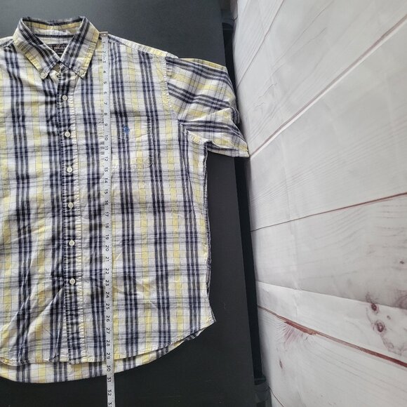 US Polo Assn. Men’s XL Plaid Short-Sleeve Shirt, 100% Cotton, Blue/White/Yellow - Picture 8 of 8